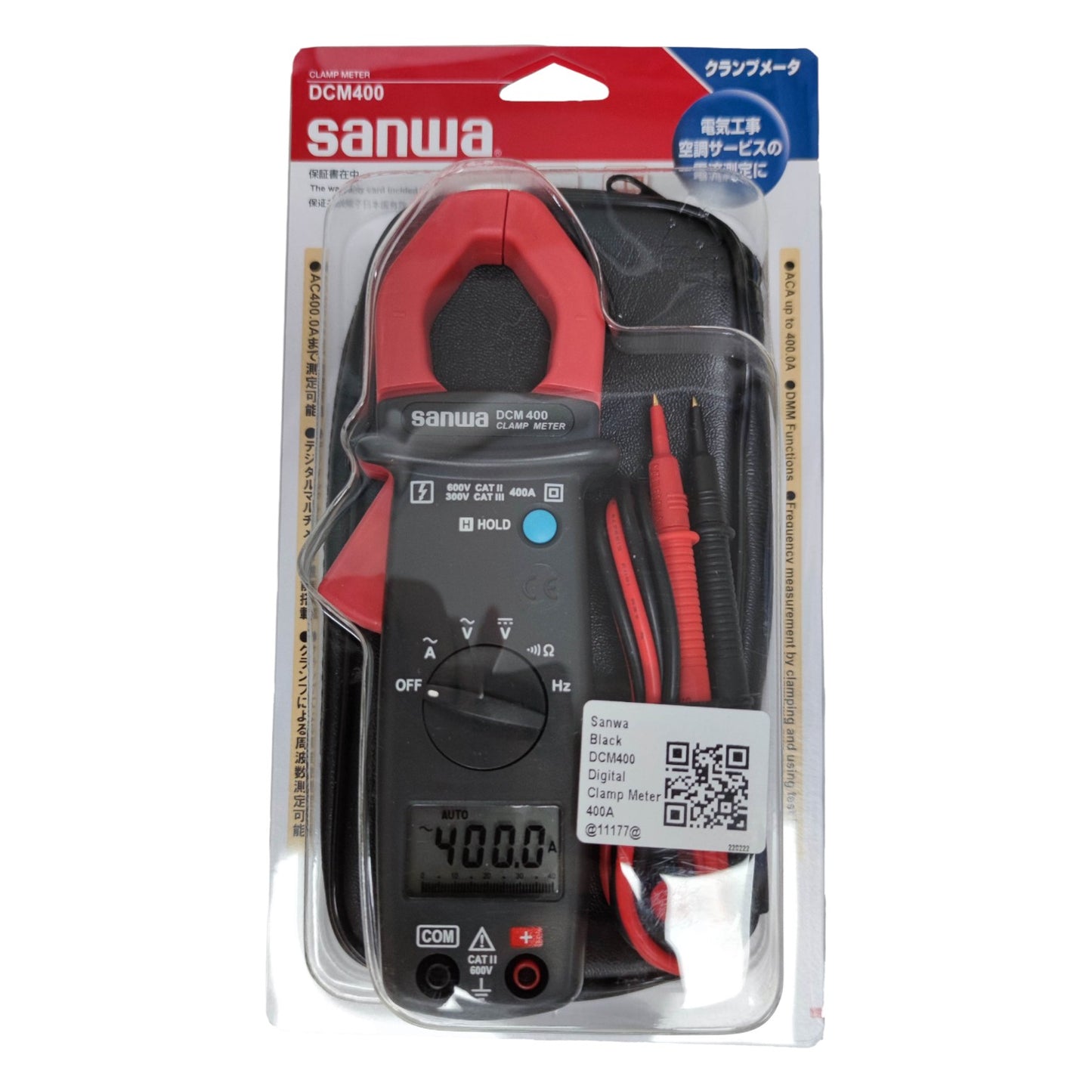 Sanwa Digital Clamp Meter DCM400 Clamp Tester Rating 400A 600V