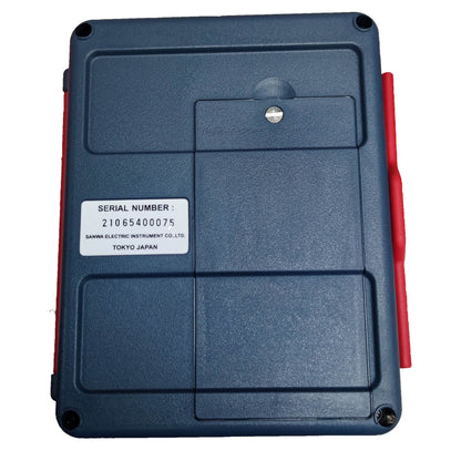 Back view of SANWA MG1000 insulation tester 1000V with serial number label and blue casing