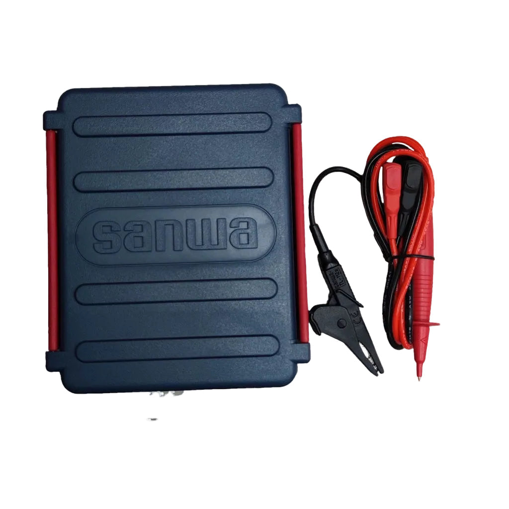 SANWA MG1000 insulation tester 1000V with red and black test leads and blue carrying case