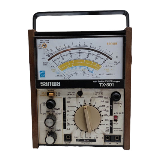 Sanwa SWR and Power Ranges Multi Tester Vintage Analog Tester TX-301 with Fuse Protection Non Operational For Display Only
