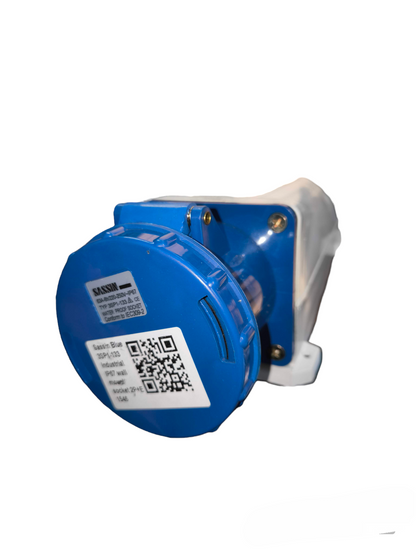Sassin Industrial Outlet Wall Type 3SP1-133 blue power point socket with white mounting base