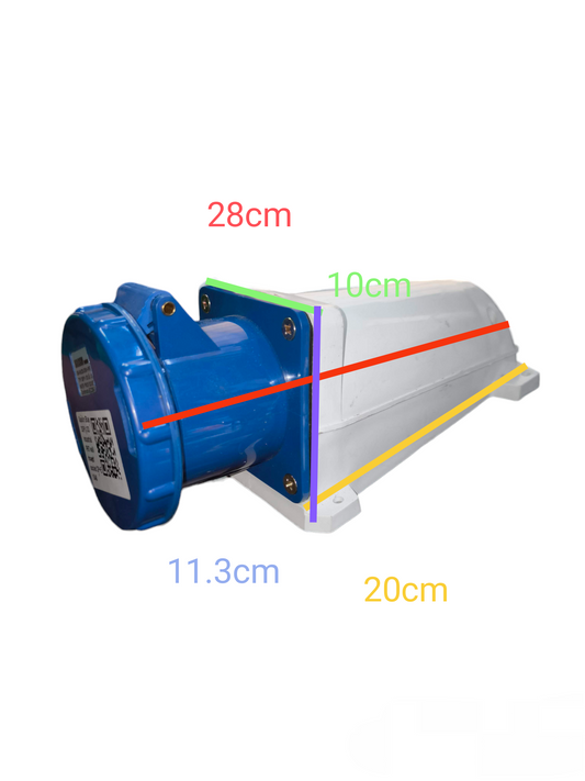 Sassin Industrial Outlet Wall Type 3SP1-133 blue and white power point with detailed dimensions
