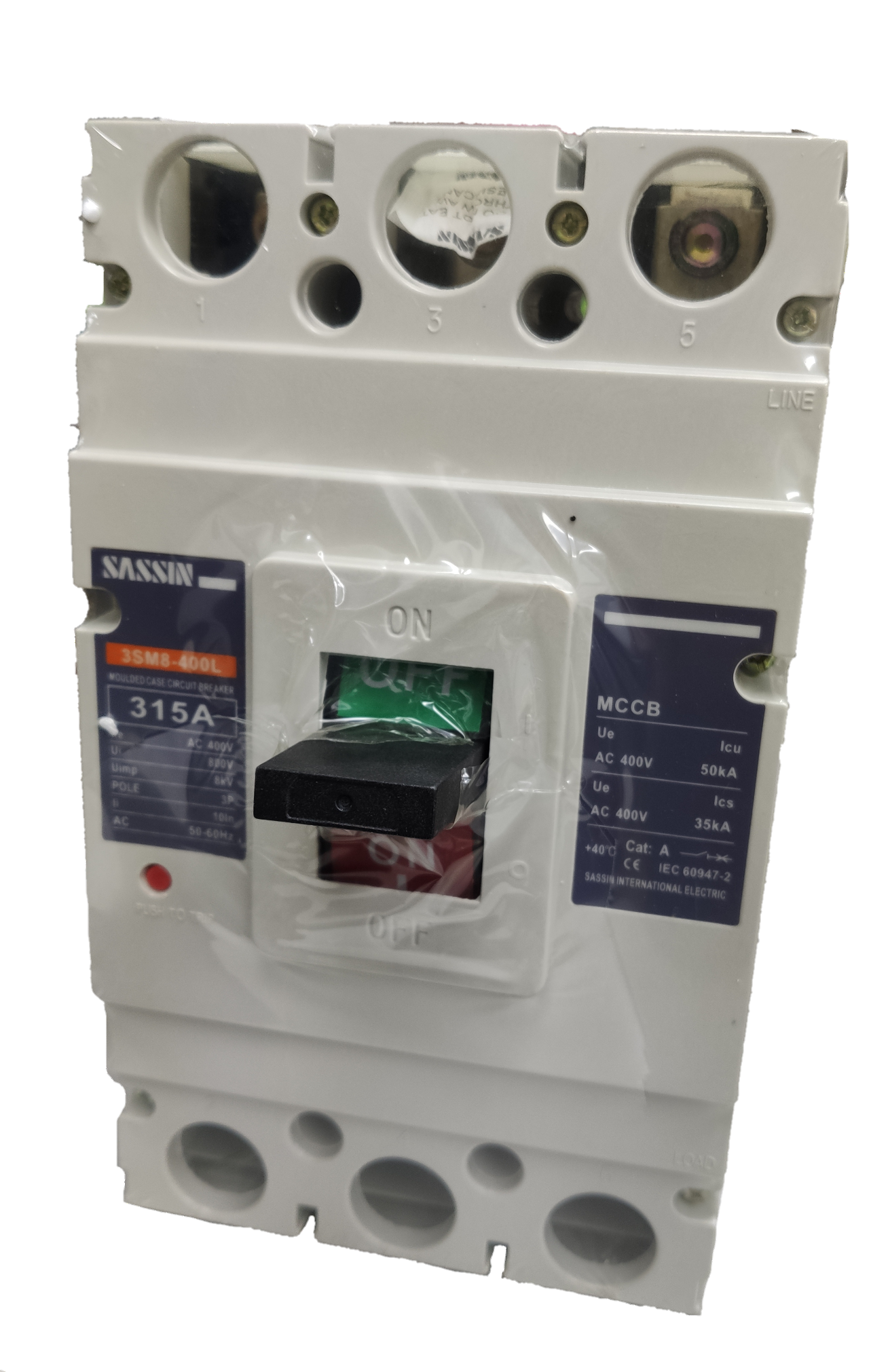 Sassin 315A Industrial Circuit Breaker 3 Pole white molded case circuit breaker with switch