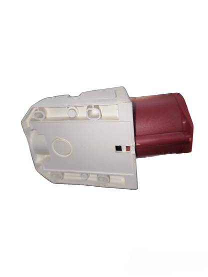 Sassin 32A industrial wall outlet with white base and red plug cover for heavy-duty use
