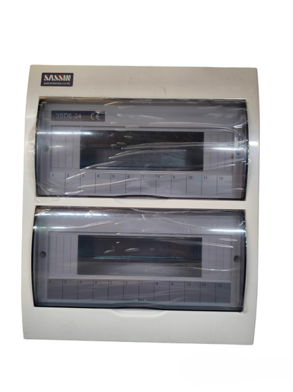 Sassin 36 ways recessed panel board electrical circuitry with dual transparent covers