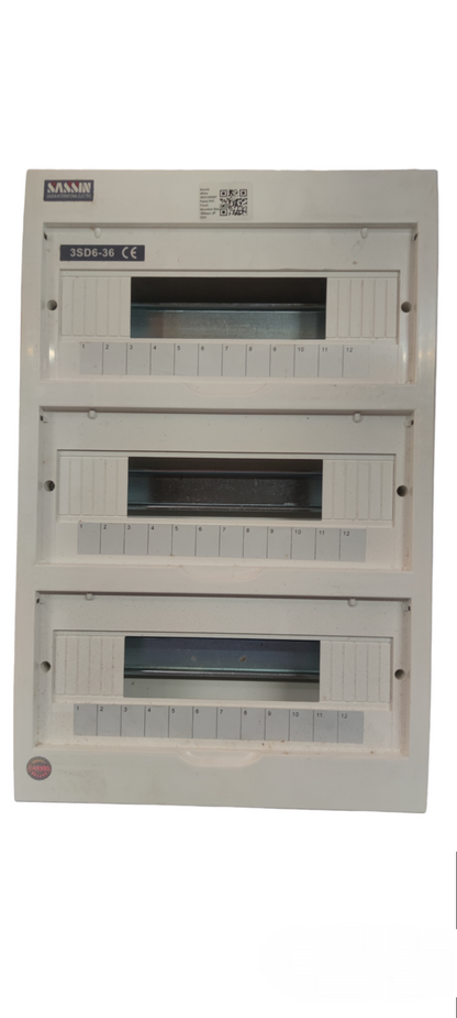 Sassin 36 ways recessed panel board electrical circuitry with three rows of circuit breaker slots