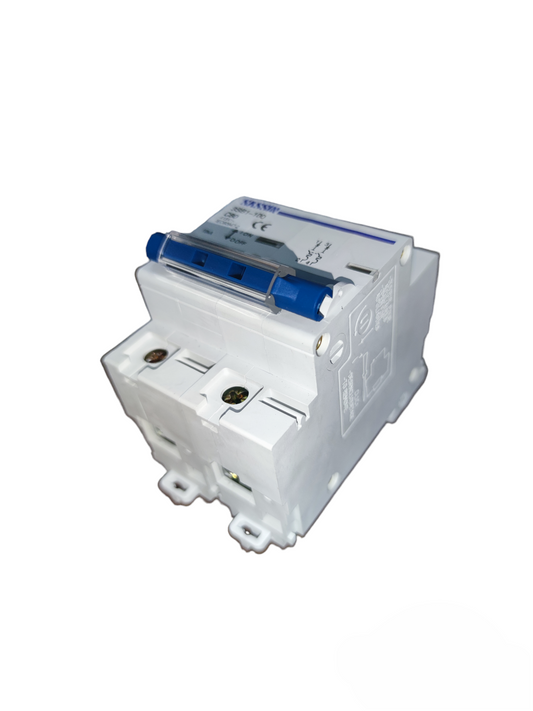 Sassin 80A 2 Pole Miniature Circuit Breaker with blue toggle switch for electrical protection