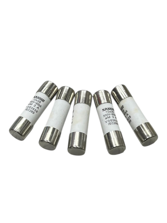 Ceramic Fuse 3A 500V 10x38mm electrical components with metal end caps ideal for circuit protection