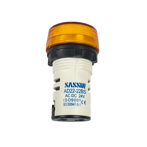 Grippes work safety LED indicator lamp 22mm 24V Yellow panel mount amber signal light AC DC