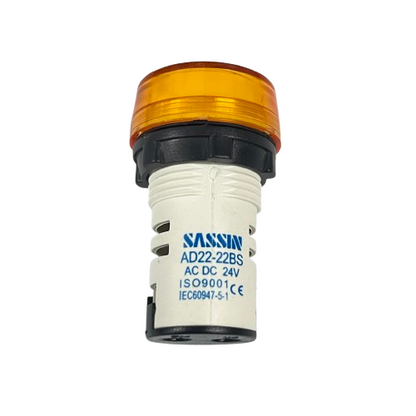 Grippes work safety LED indicator lamp 22mm 24V Yellow panel mount amber signal light AC DC