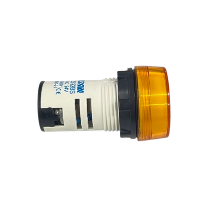 Grippes LED indicator lamp 22mm 24V Yellow panel mount indicator with amber lens and threaded body