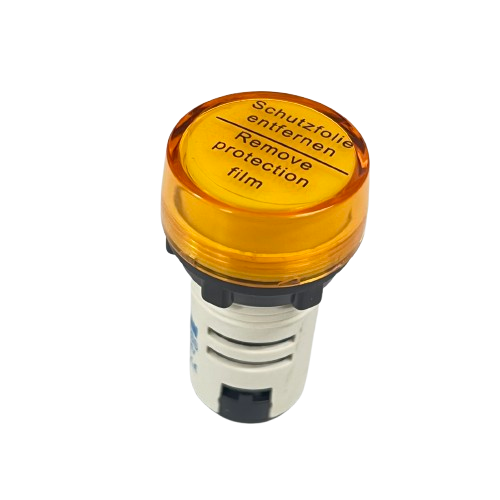 Grippes LED indicator lamp 22mm 24V Yellow panel mount industrial signal light with removable protective film