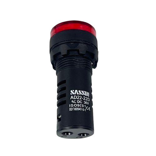 Sassin LED indicator lamp 22mm 36V Red panel mount status indicator for industrial control and safety