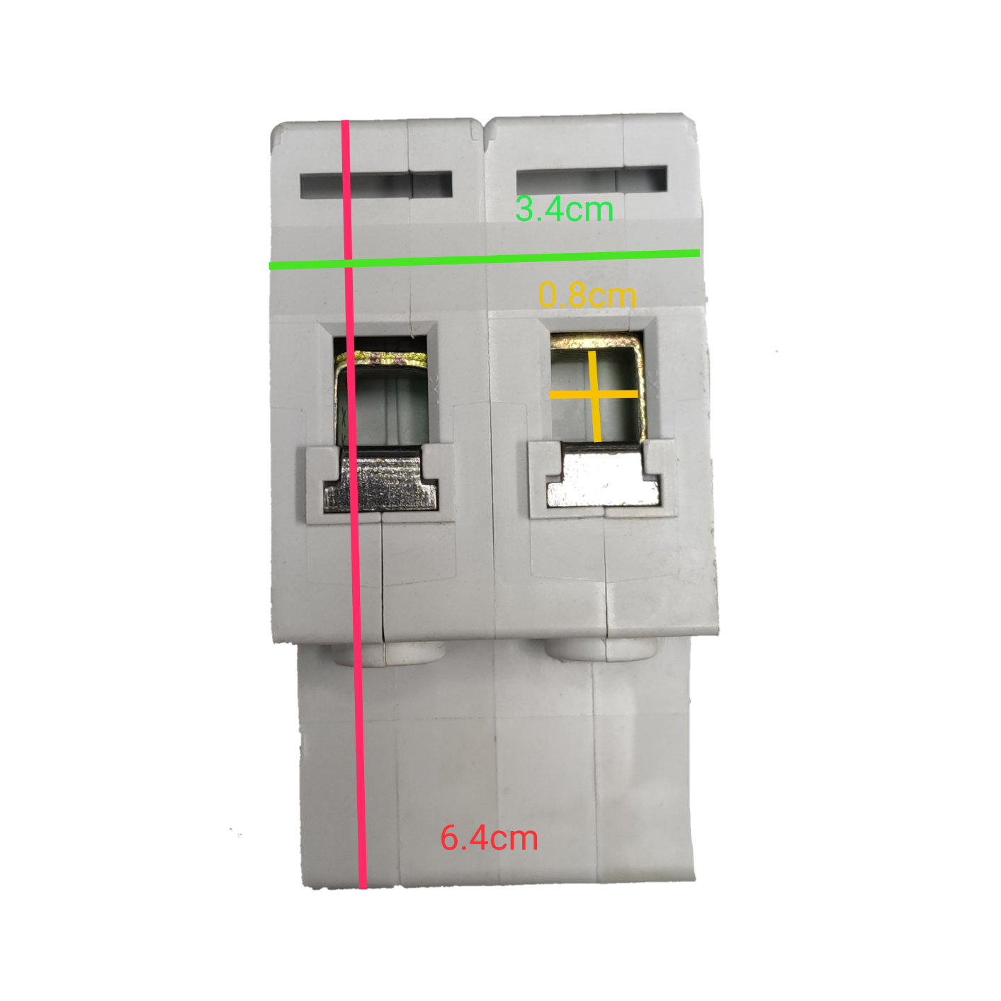 Sassin Miniature Circuit Breaker 25A 2Pole white electrical component with metal contacts