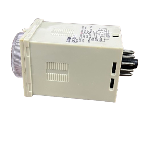 Sassin Multi Range Timer 0-10 Sec 0-5 Sec white relay timer with adjustable dial and pin connectors