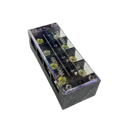 Grippes Sassin 100A 4 Pairs Terminal Block clear plastic cover metal base four screw terminals for wiring