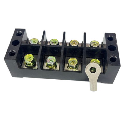Sassin 100A 4 Pairs Terminal Block by Grippes black plastic 4 pair screw terminal with metal lug