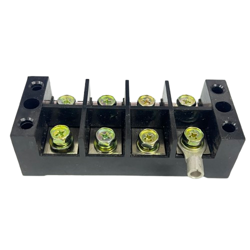 Grippes Sassin 100A 4 Pairs Terminal Block black 4 pair screw terminal with brass screws and mounting holes