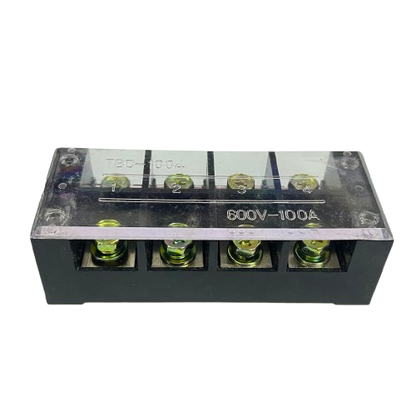 Grippes Sassin 100A 4 Pairs Terminal Block. Clear cover 4 screw terminals rated 600V 100A for wiring