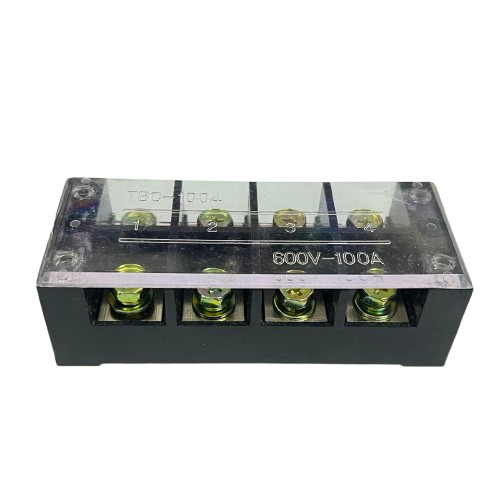 Grippes Sassin 100A 4 Pairs Terminal Block. Clear cover 4 screw terminals rated 600V 100A for wiring
