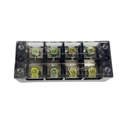 Grippes Sassin 100A 4 Pairs Terminal Block clear plastic cover brass screws 4 pair electrical connector