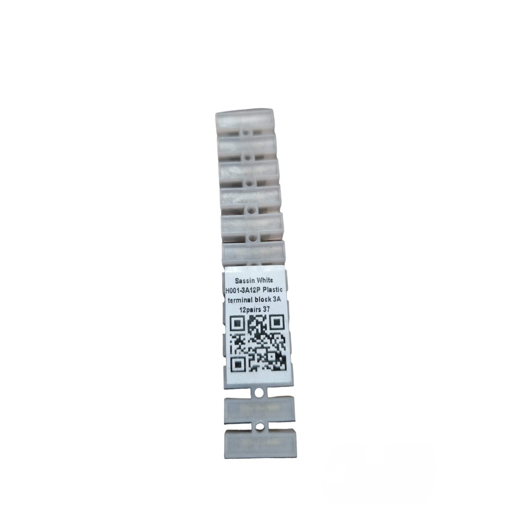 Electx Electrical Supply white plastic 3A 12 Pairs PVC Terminal Block with QR label and mounting plates