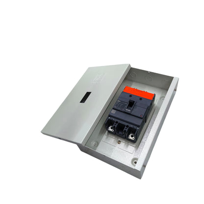 Schneider 125A MCCB circuit breaker in an enclosure for electrical safety and protection