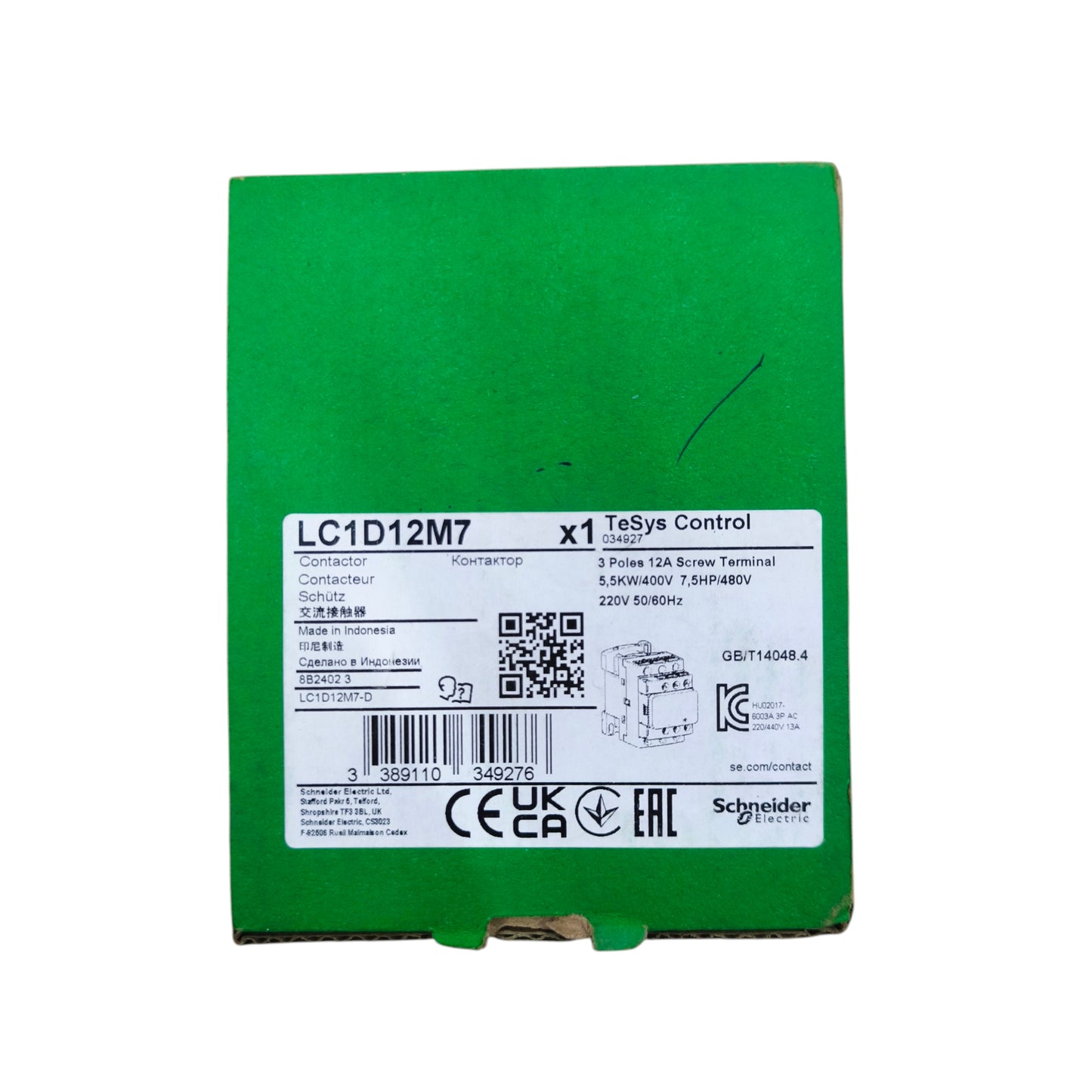 Schneider LC1D12 12A Magnetic Contactor 220V with Screw Terminal for Electrical Control