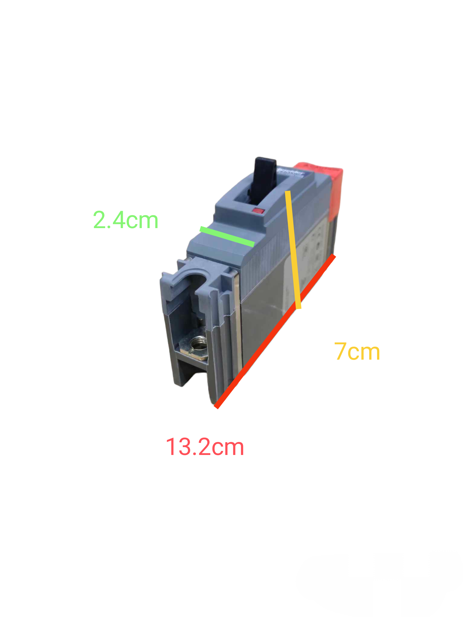 Schneider 15A 1 Pole Industrial Circuit Breaker 25KAIC with dimensions shown for electrical circuitry parts