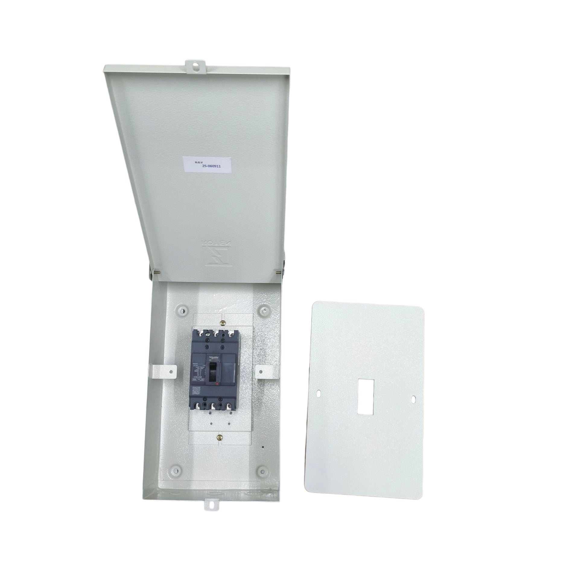 Schneider 20A MCCB outdoor circuit breaker in a weatherproof enclosure for reliable electrical protection