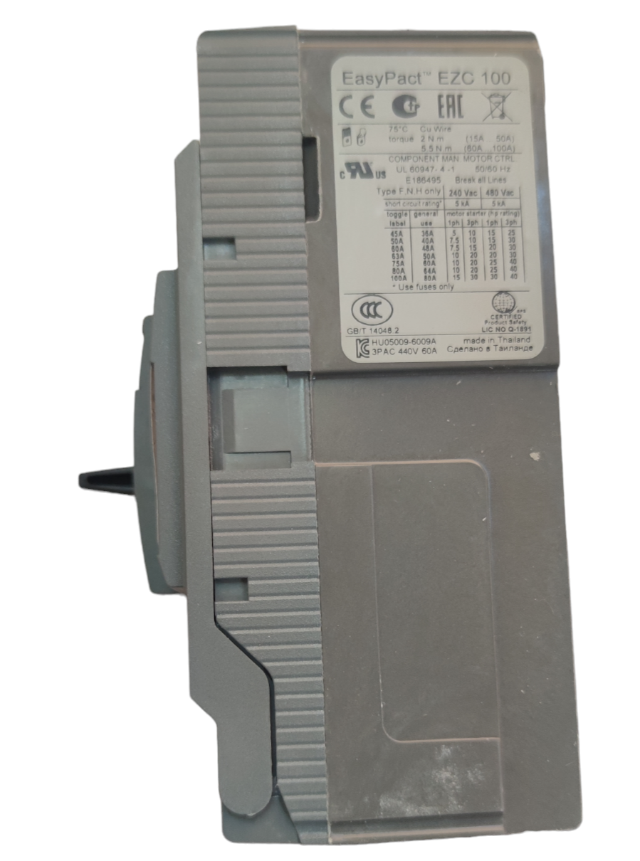 Schneider EasyPact EZC 100 3 pole 10KAIC circuit breaker 220V with detailed specifications