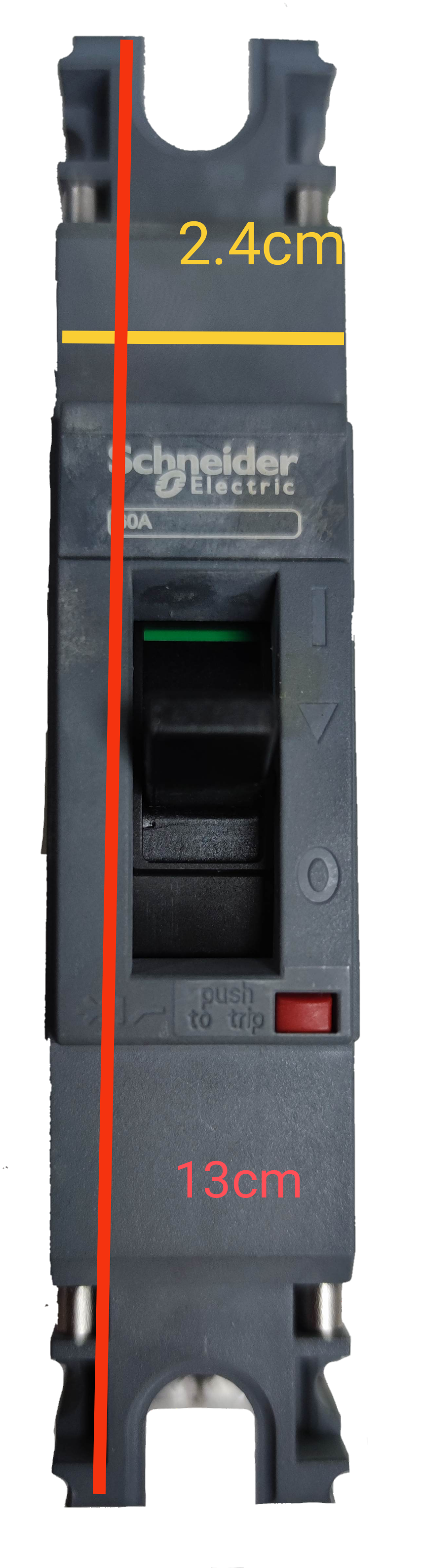 Schneider 30A 1 Pole Industrial Circuit Breaker 25KAIC with black casing and switch lever