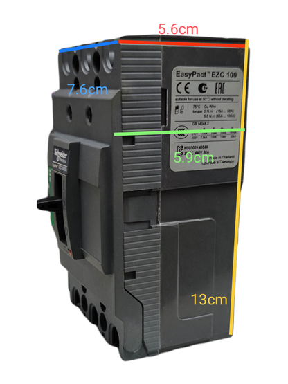 Schneider 30A 3 Pole Industrial Circuit Breaker with EasyPact technology and clear labeling