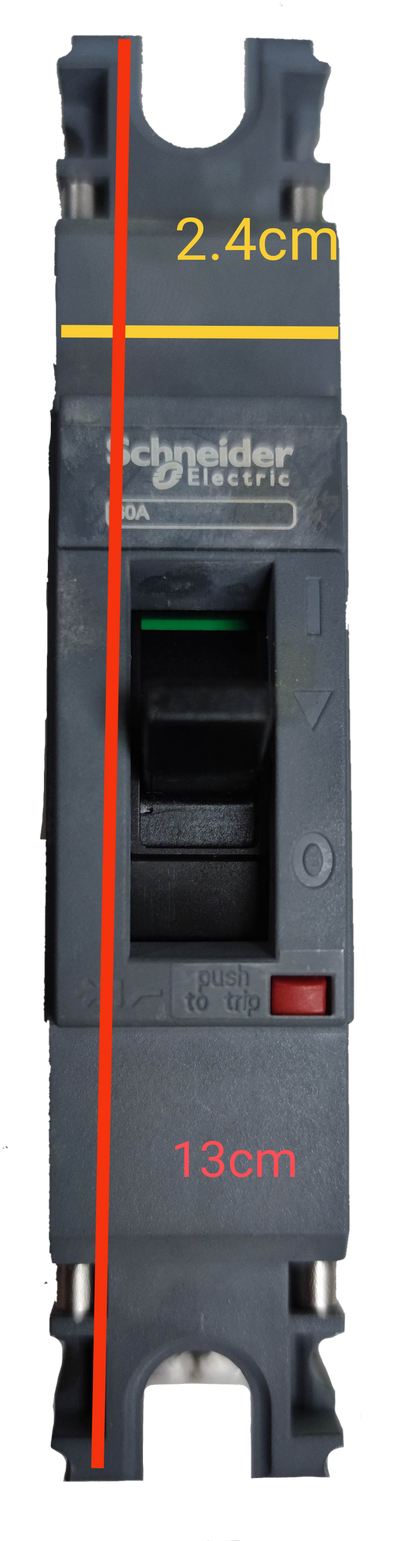 Schneider 40A 1 Pole Industrial Circuit Breaker 25KAIC with black casing and switch control