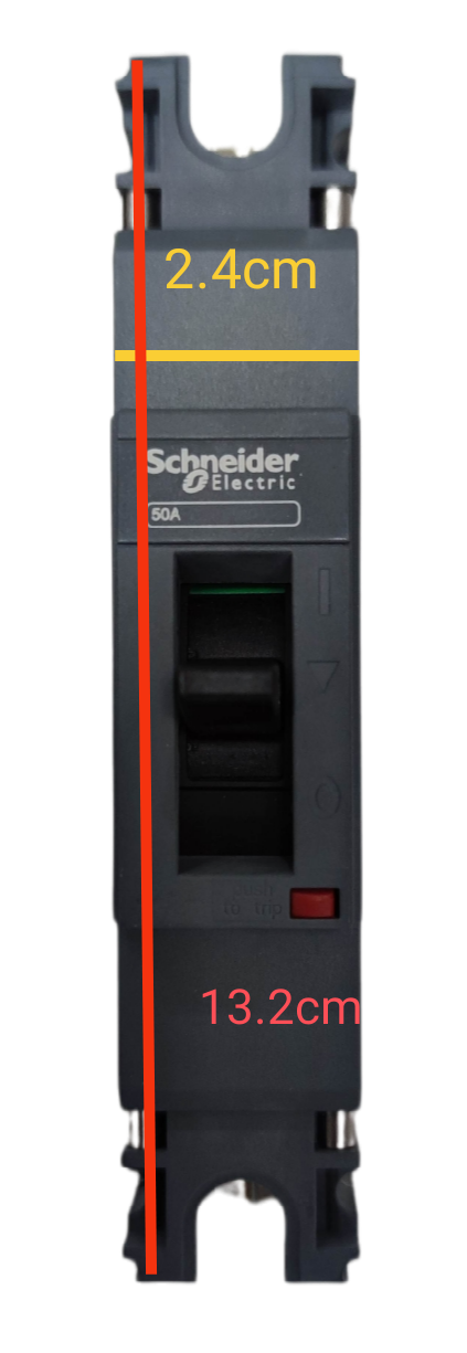 Schneider 50A 1 Pole Industrial Circuit Breaker with compact design for electrical circuitry and parts