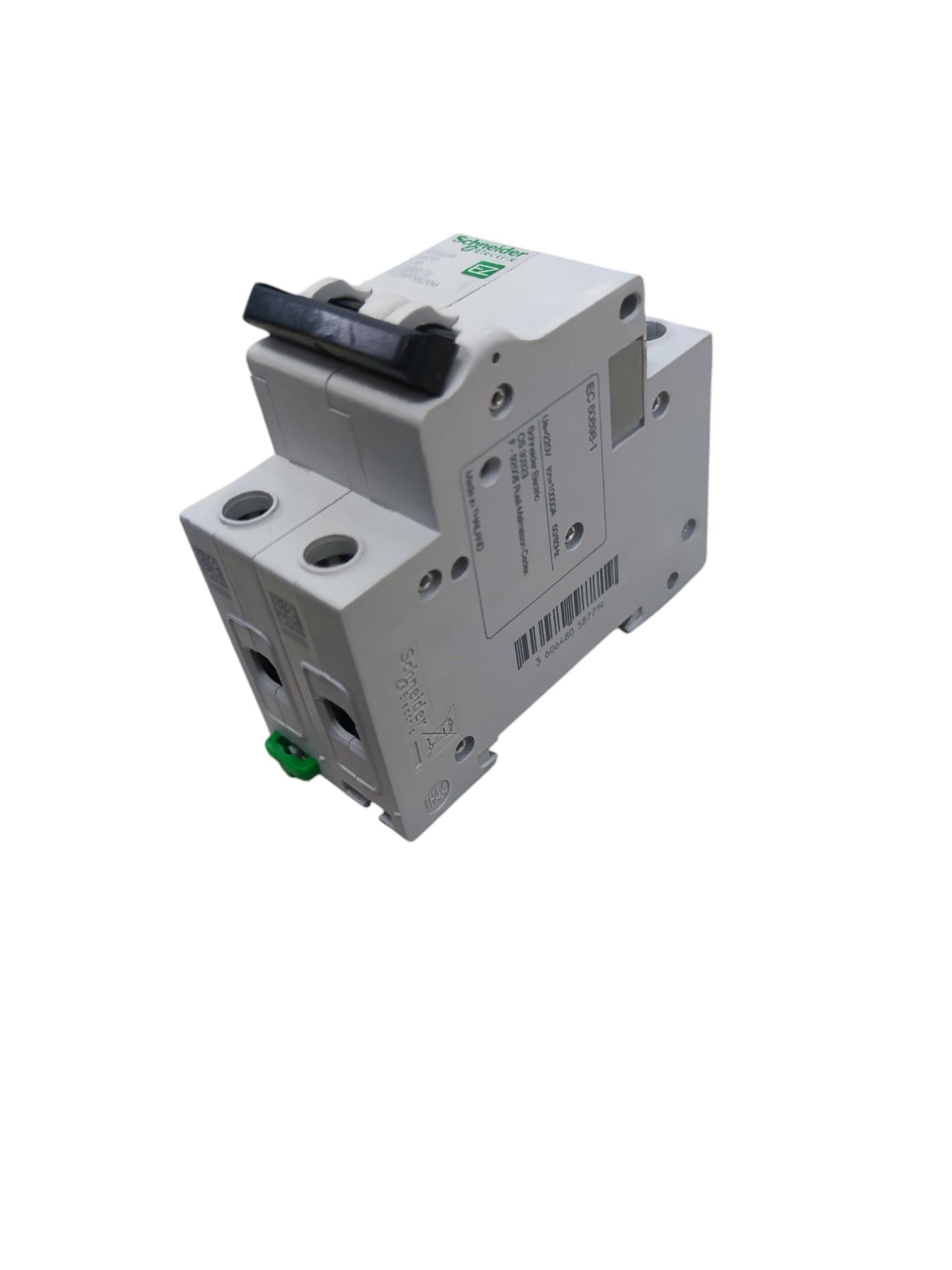 Schneider 50A 2pole Miniature Circuit Breaker 6KAIC with black toggle switch and white housing