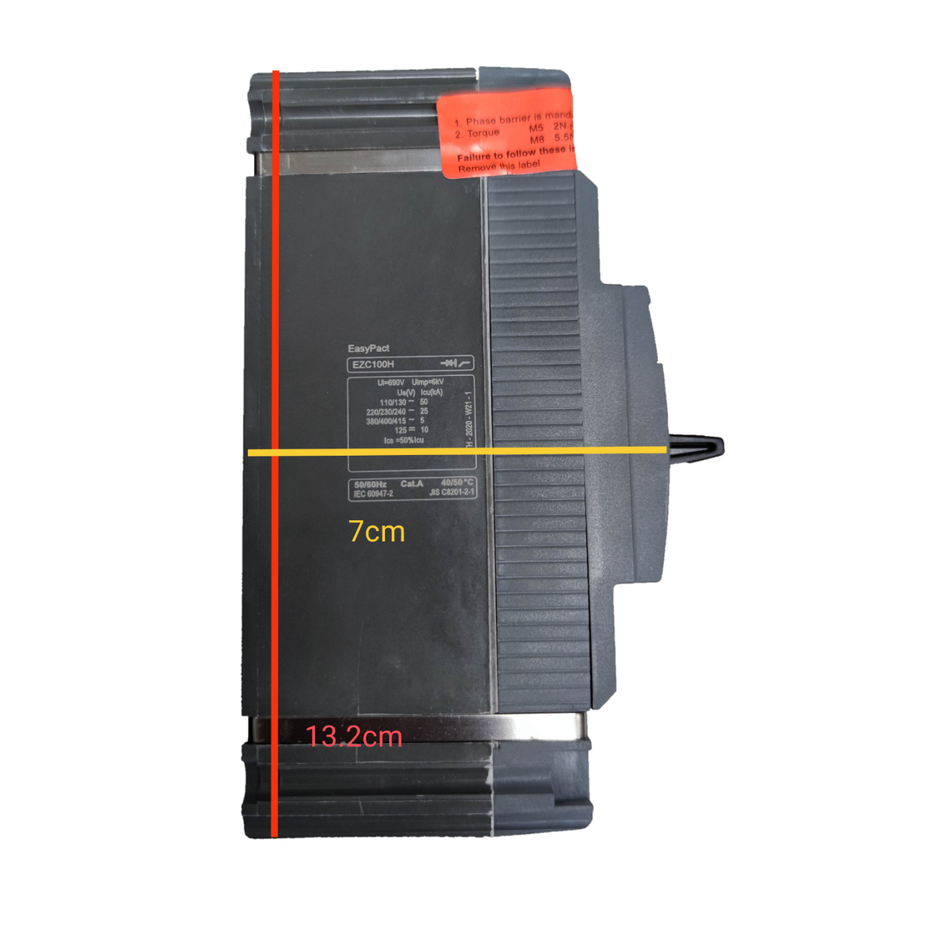 Schneider 75A 1 Pole Industrial Circuit Breaker with EasyPact design and compact dimensions