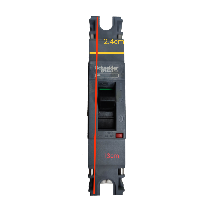 Schneider 75A 1 Pole Industrial Circuit Breaker with compact design and switch lever