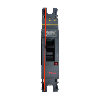 Schneider 75A 1 Pole Industrial Circuit Breaker with compact design and switch lever