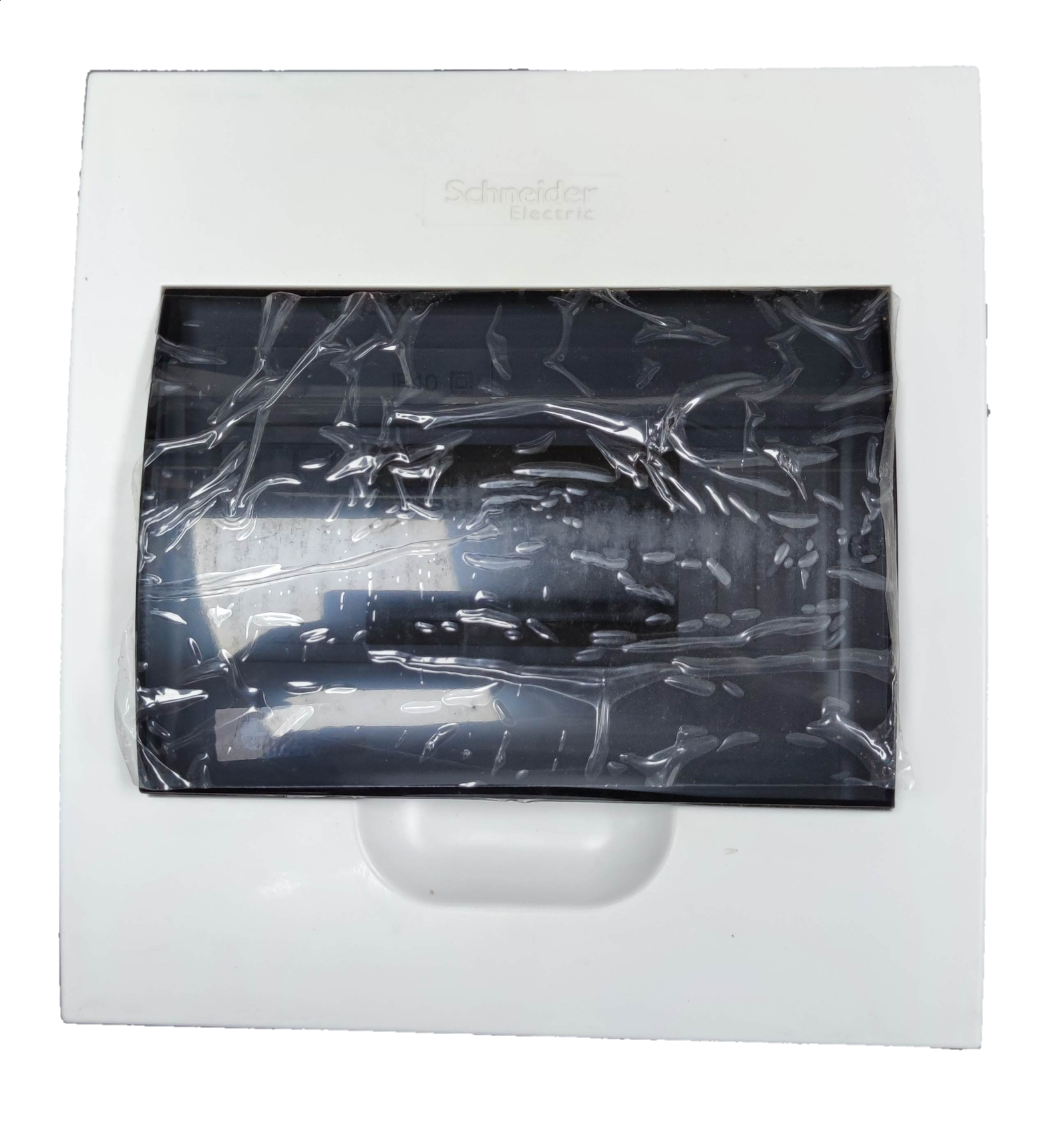 Schneider 8 Ways Distribution Panel IP40 with black cover and white casing for electrical circuitry