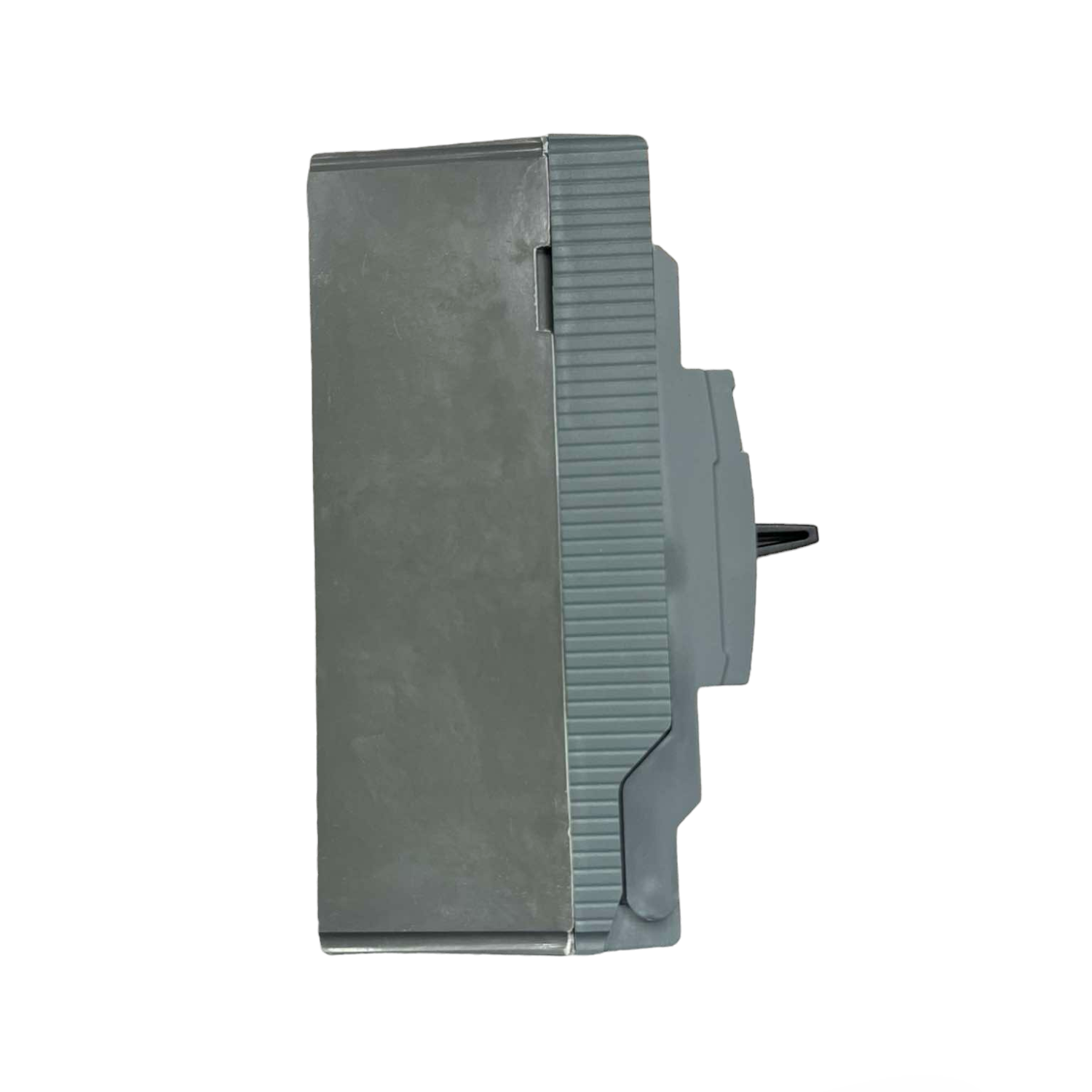 Schneider 80A 2P Industrial Circuit Breaker side view showing durable gray casing