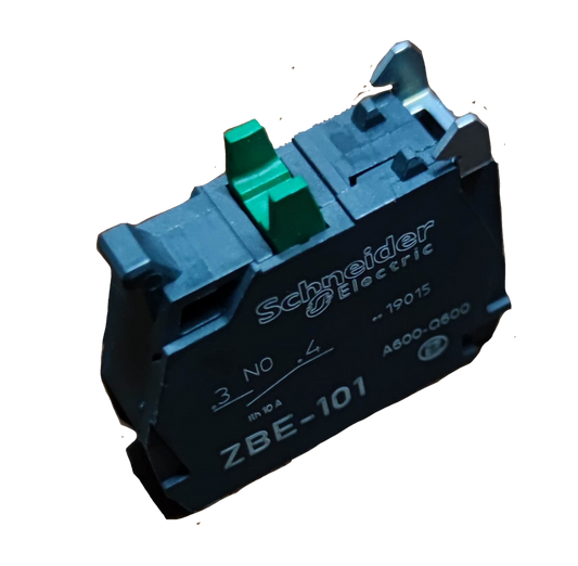 Schneider auxiliary contact block ZBE-101 with green switch for power points and switches