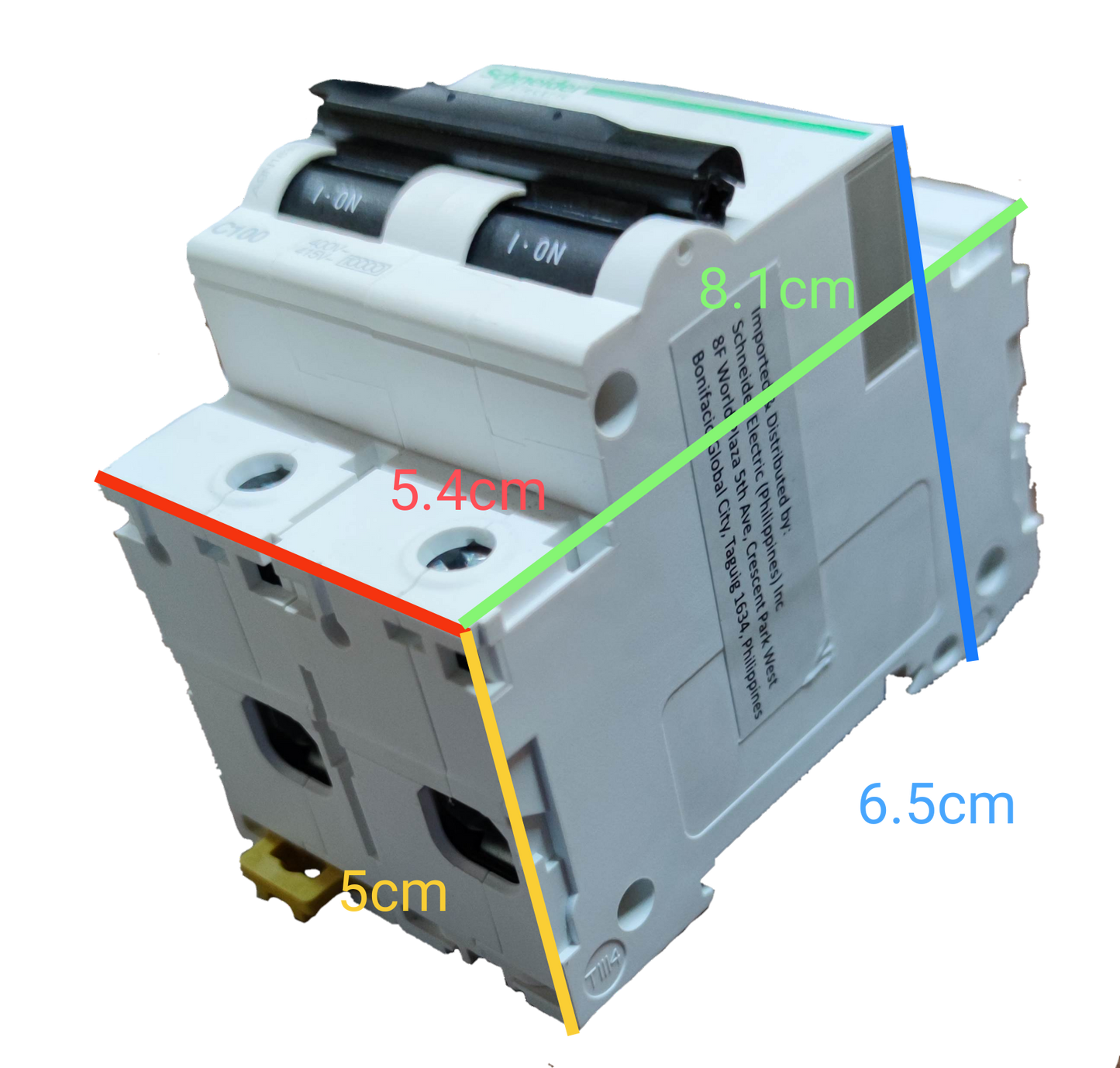 Schneider 100A Miniature Circuit Breaker 2 Pole white electrical component with on off switches