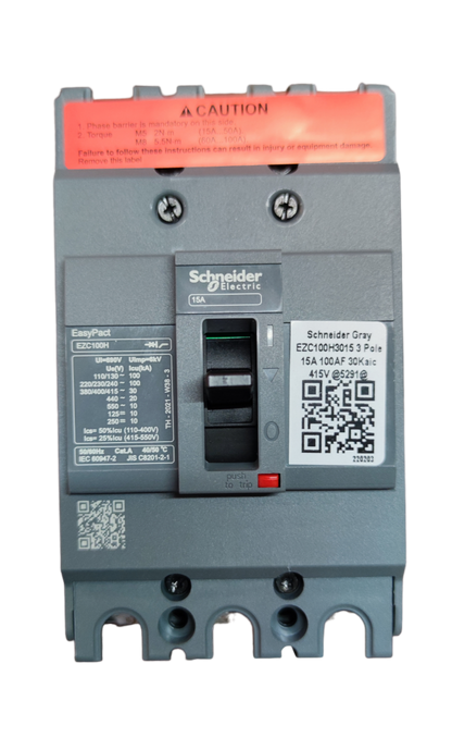 Schneider 15A 10KAIC 3 pole MCCB 220V electrical circuit breaker with gray casing