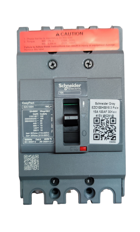 Schneider 15A 10KAIC 3 pole MCCB 220V electrical circuit breaker with gray casing