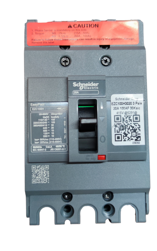 Schneider 20A 3 Pole Industrial Circuit Breaker with EasyPact EZC100H model for electrical protection