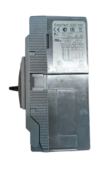 Schneider 20A 3 Pole Industrial Circuit Breaker EasyPact EZC 100 model with detailed label and robust design