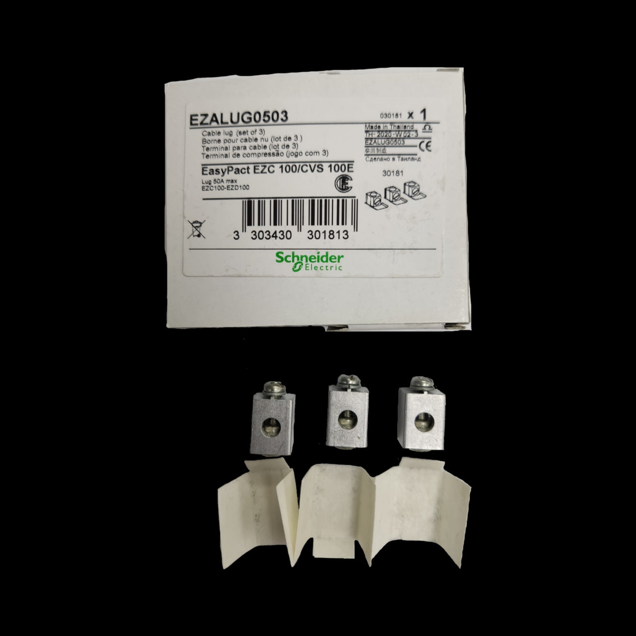 Schneider Mechanical Lugs for 50A EZC Breakers set of three EasyPact EZC 100 CVS 100E electrical parts