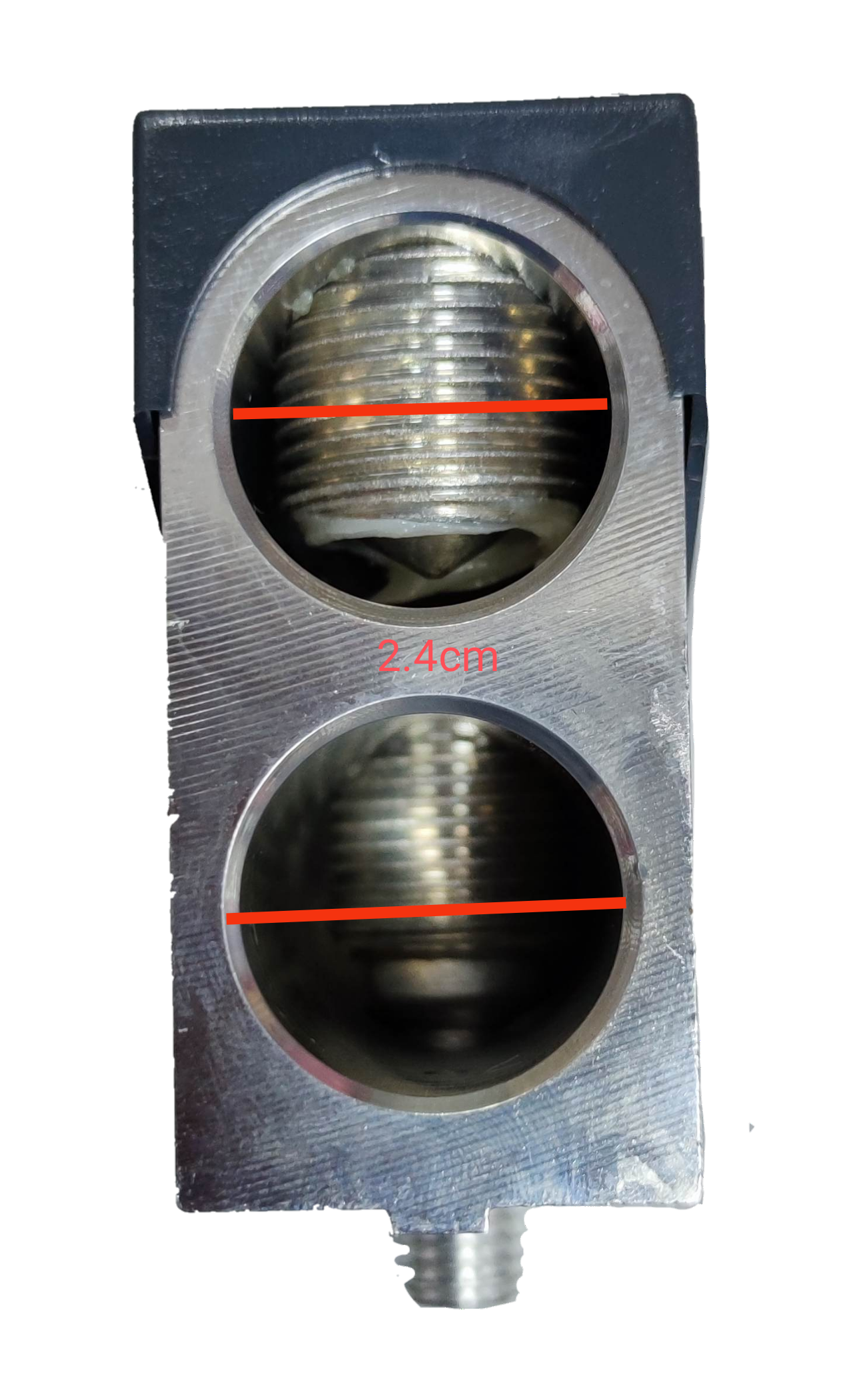 Schneider EZC400N Ampere Frame showcasing two circular connections for electrical circuitry and parts