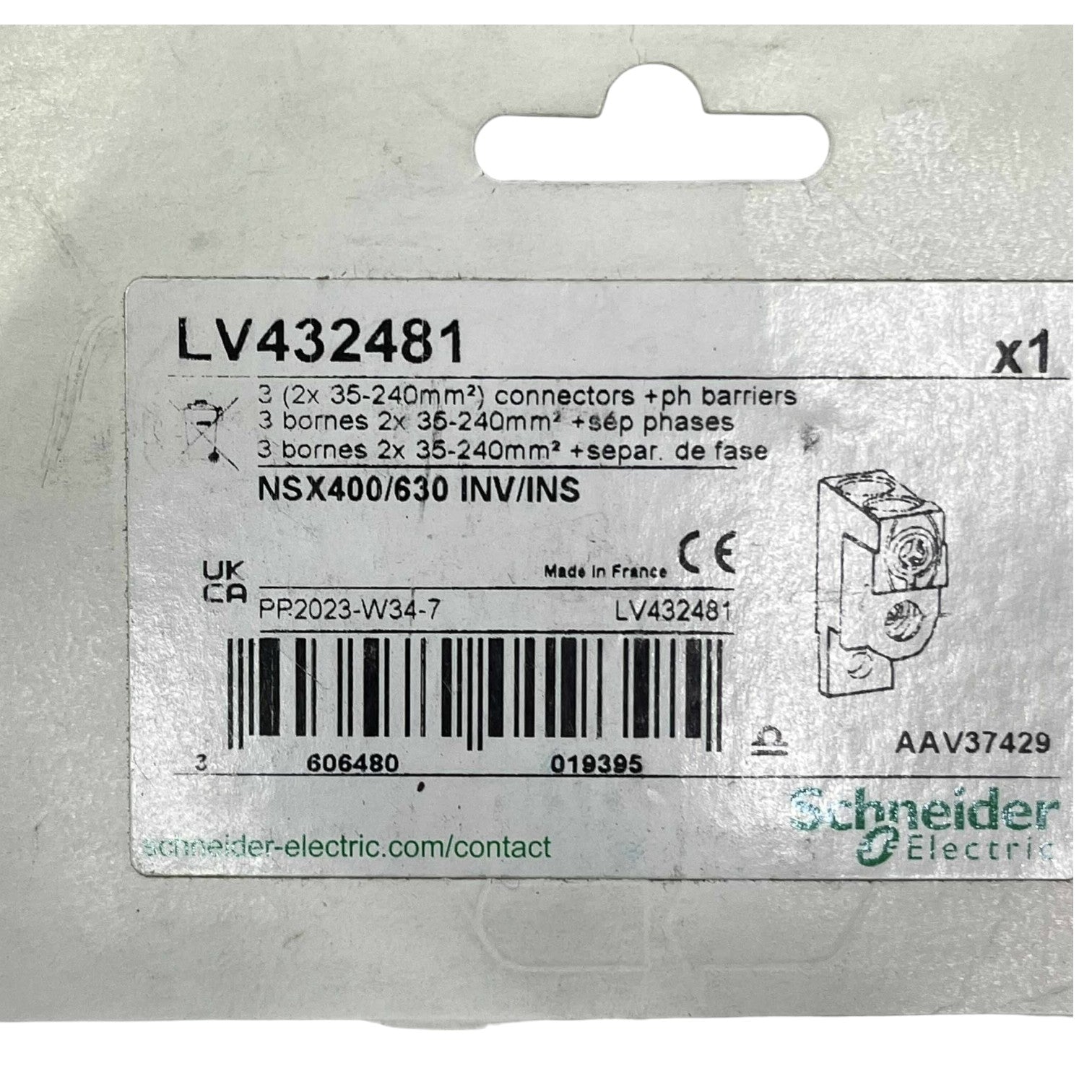 Schneider LV432481 Electrical Connector for EZC400N Ampere Frame with multiple terminal options